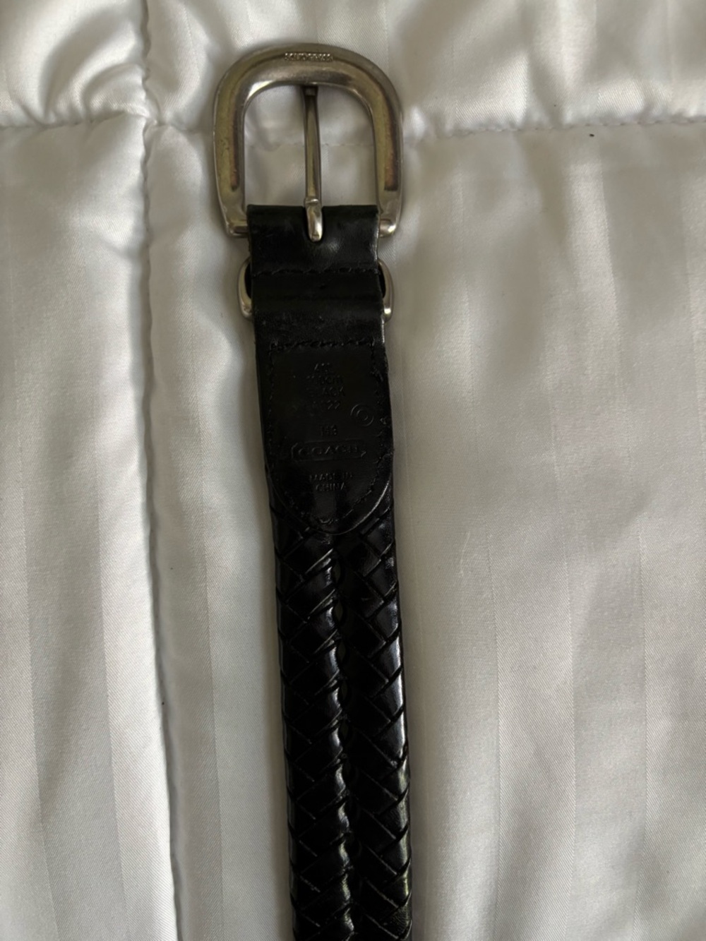 Coach Men's Black Braided Leather Belt with Silver Buckle size 40 - Picture 3 of 8